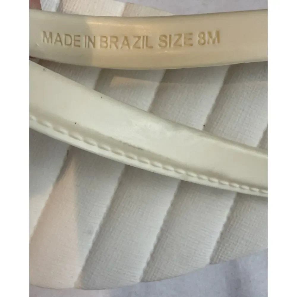 Tory Burch Logo Wedge Flip Flop Sandals Ivory Size 8 Summer Beach Vacation